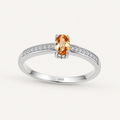 Champagne Glow Crystal Ring in 925 Sterling Silver