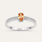 Champagne Glow Crystal Ring in 925 Sterling Silver