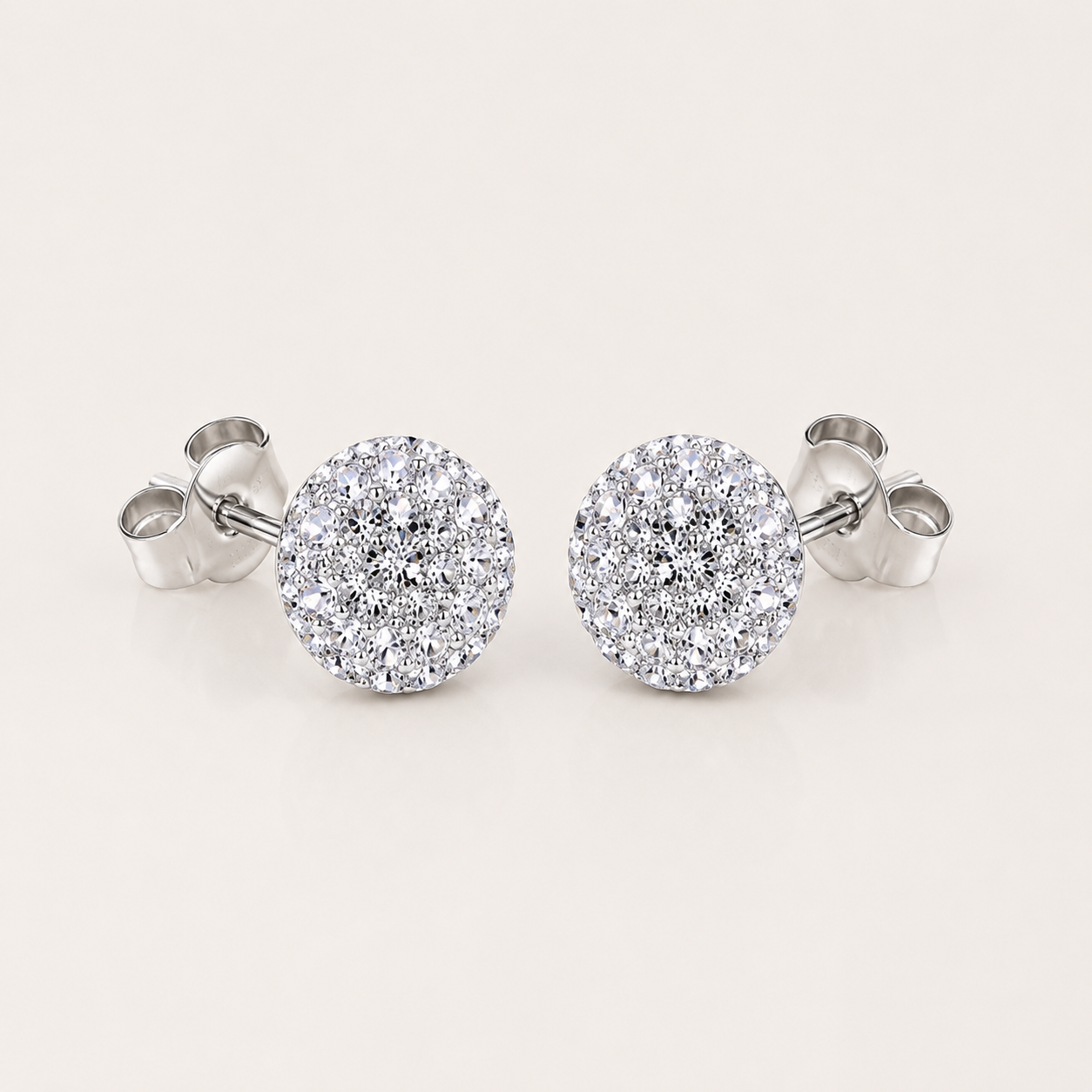Crystal Ball Sterling Silver Stud Earrings