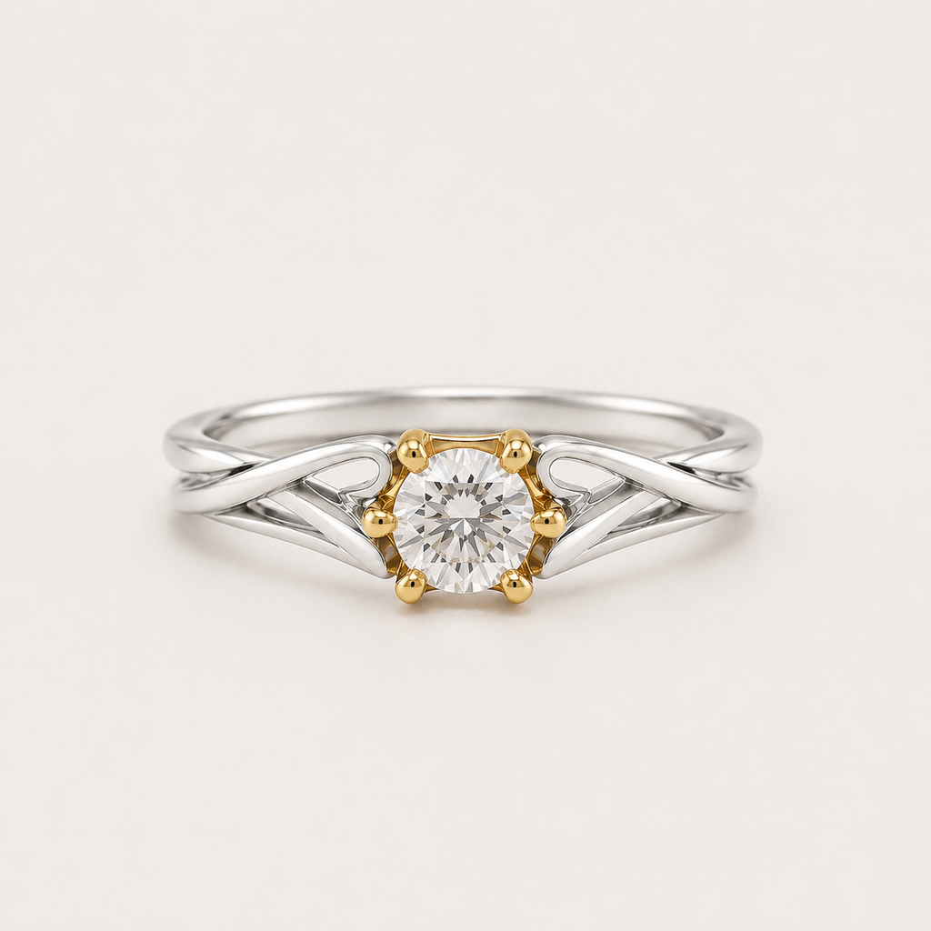 18K Gold-Plated Sterling Silver Solitaire Zircon Ring