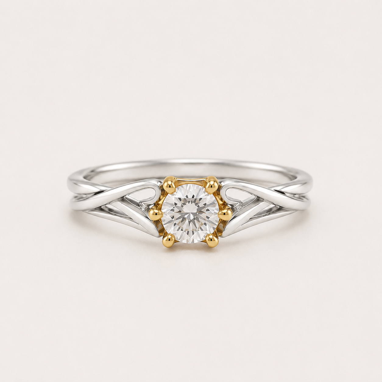18K Gold-Plated Sterling Silver Solitaire Zircon Ring