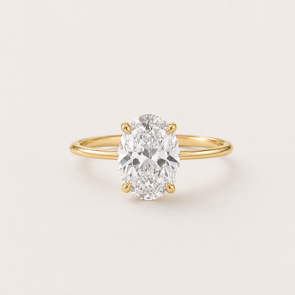 Oval Solitaire Zircon Ring in 925 Sterling Silver