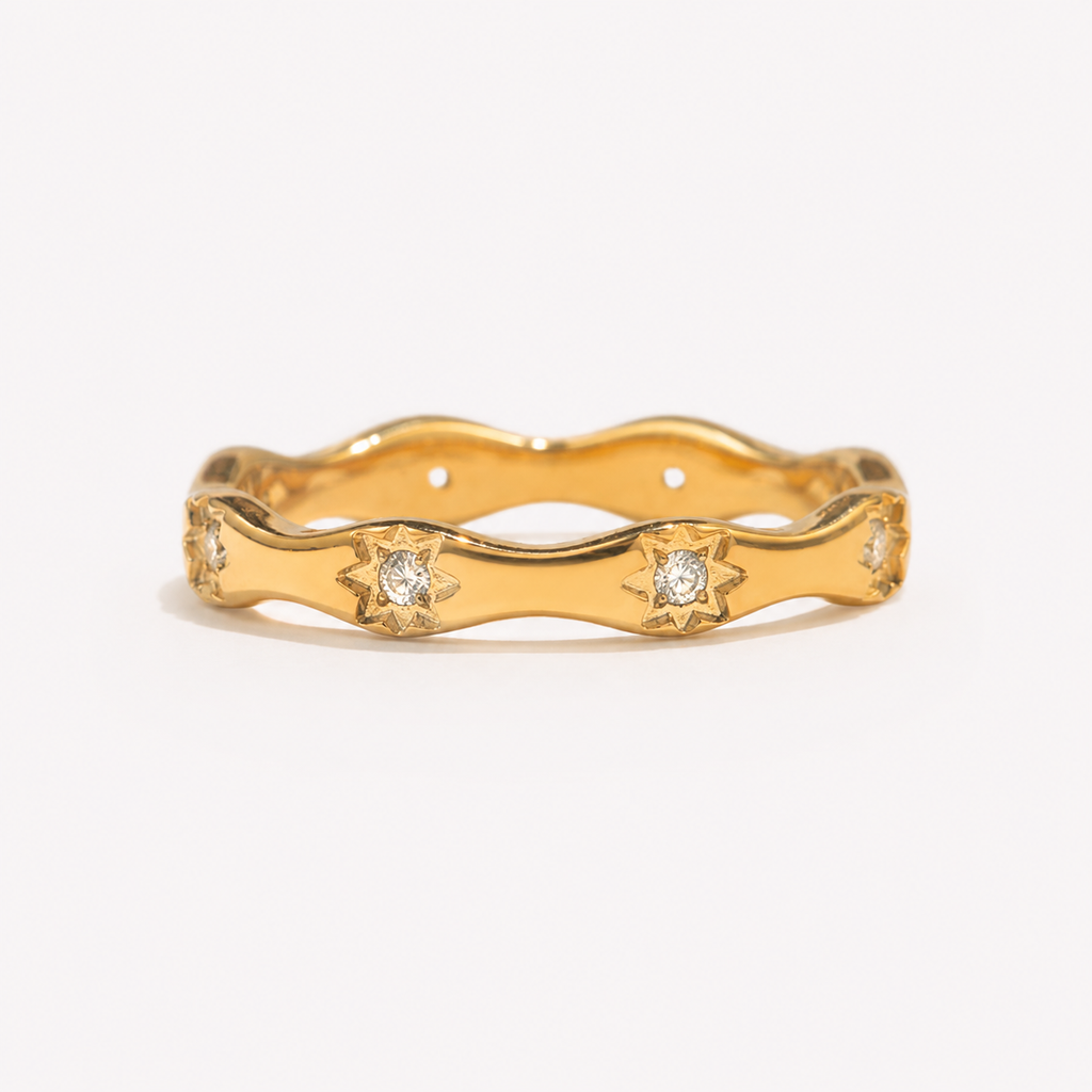 Golden Star Wave Ring
