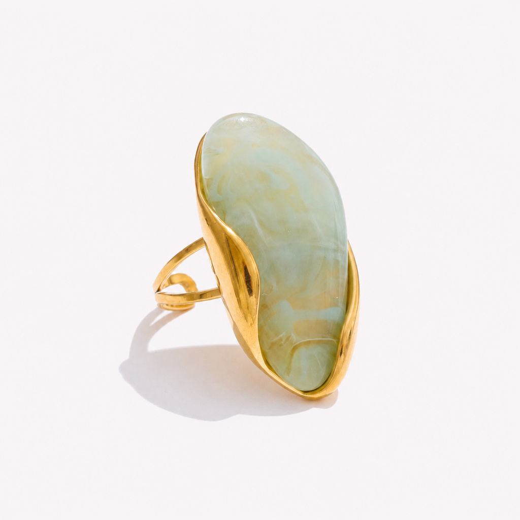 18k Gold Plated Stainless Steel Ring with Resin Detail