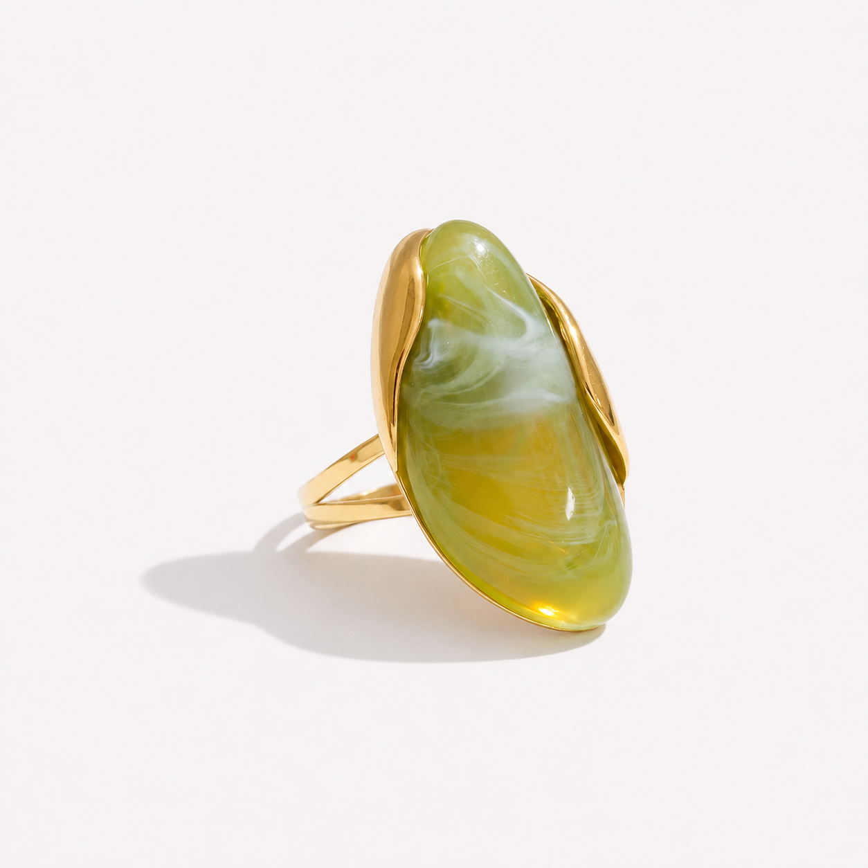 18k Gold Plated Stainless Steel Ring with Resin Detail