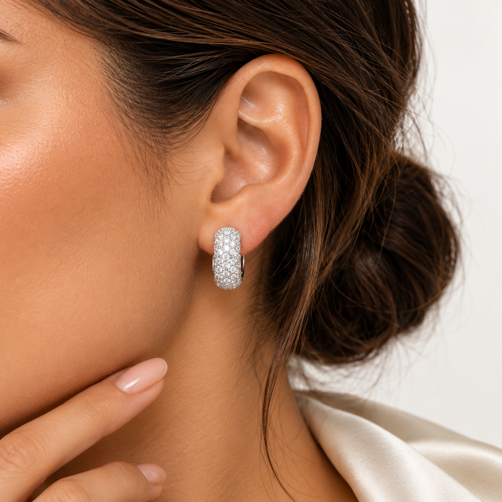 Real Moissanite Water Drop Huggie Hoop Earrings for Women