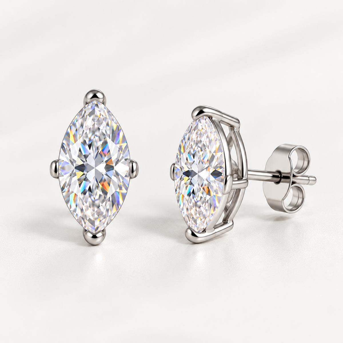 0.5ct Marquise Cut Moissanite Stud Earrings – Elegant Fine Jewelry