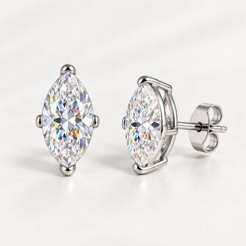 0.5ct Marquise Cut Moissanite Stud Earrings – Elegant Fine Jewelry