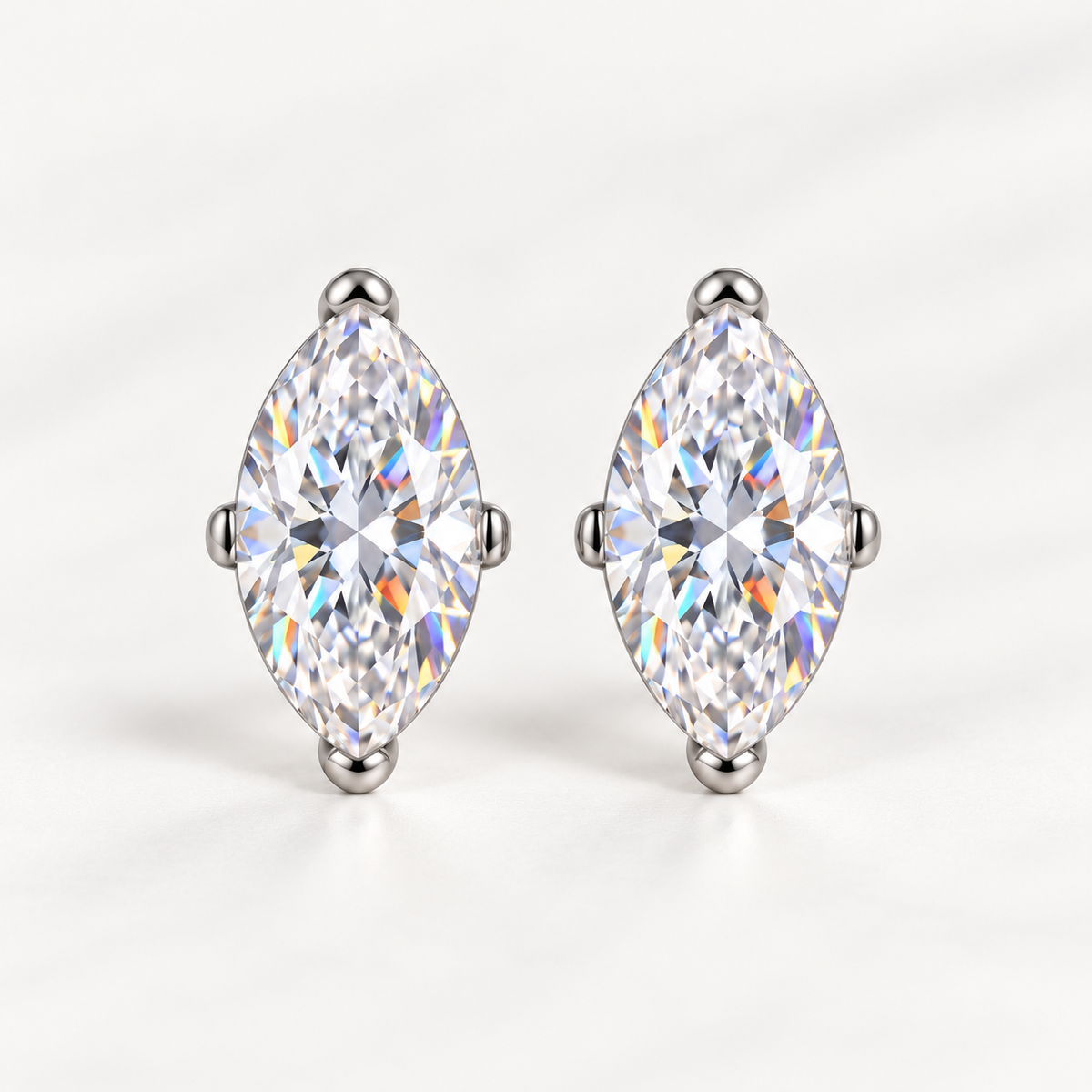 0.5ct Marquise Cut Moissanite Stud Earrings – Elegant Fine Jewelry