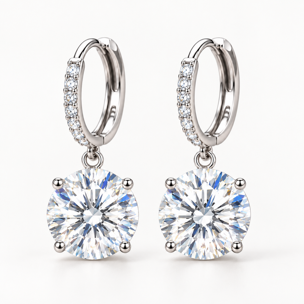 18K Gold Plated S925 Sterling Silver Moissanite Stud Earrings with GRA Certificate