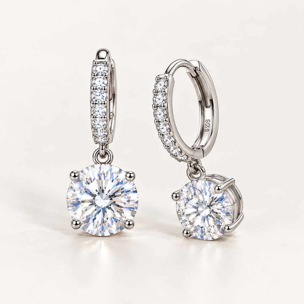 18K Gold Plated S925 Sterling Silver Moissanite Stud Earrings with GRA Certificate