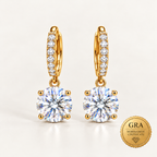 18K Gold Plated S925 Sterling Silver Moissanite Stud Earrings with GRA Certificate