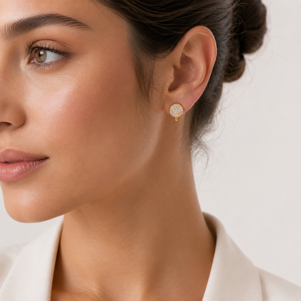 Éclat Circle Gold-Tone Zircon Clip-On Earrings