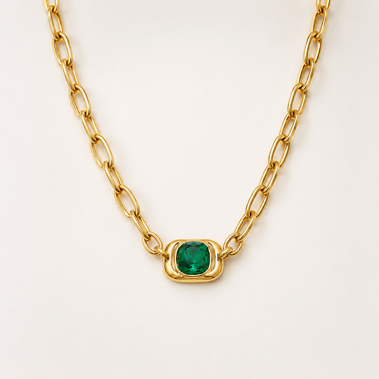Emerald Aura Paperclip Necklace