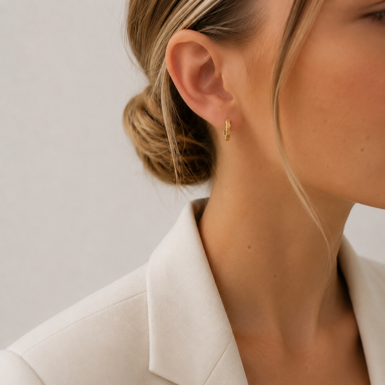 Honeycomb Hoop Earrings – 925 Sterling Silver