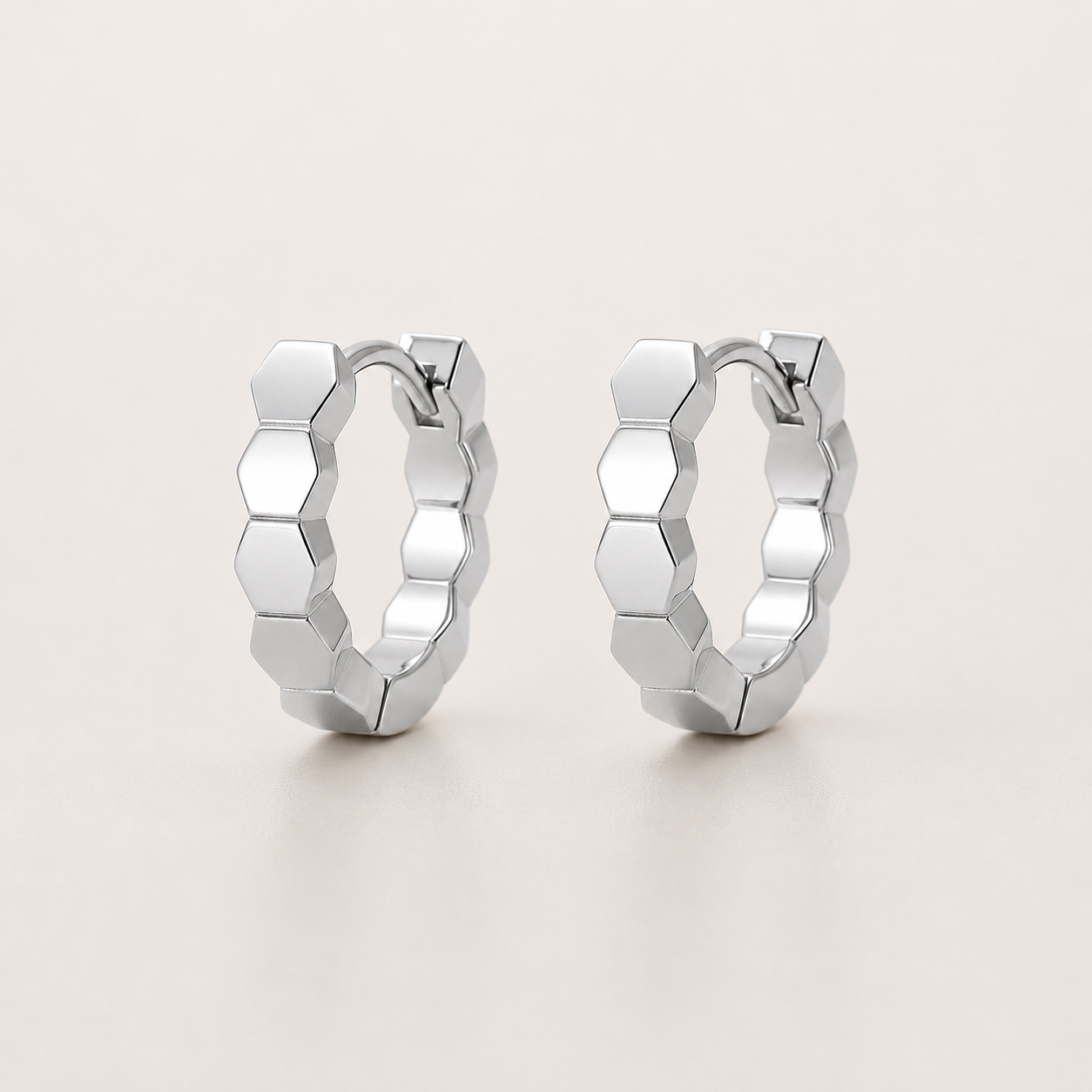 Honeycomb Hoop Earrings – 925 Sterling Silver