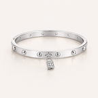 Lock Éclat Stainless Steel Bangle with Zirconia