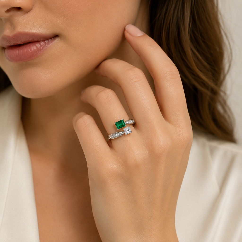 Emerald-Éclat-verstellbarer Ring