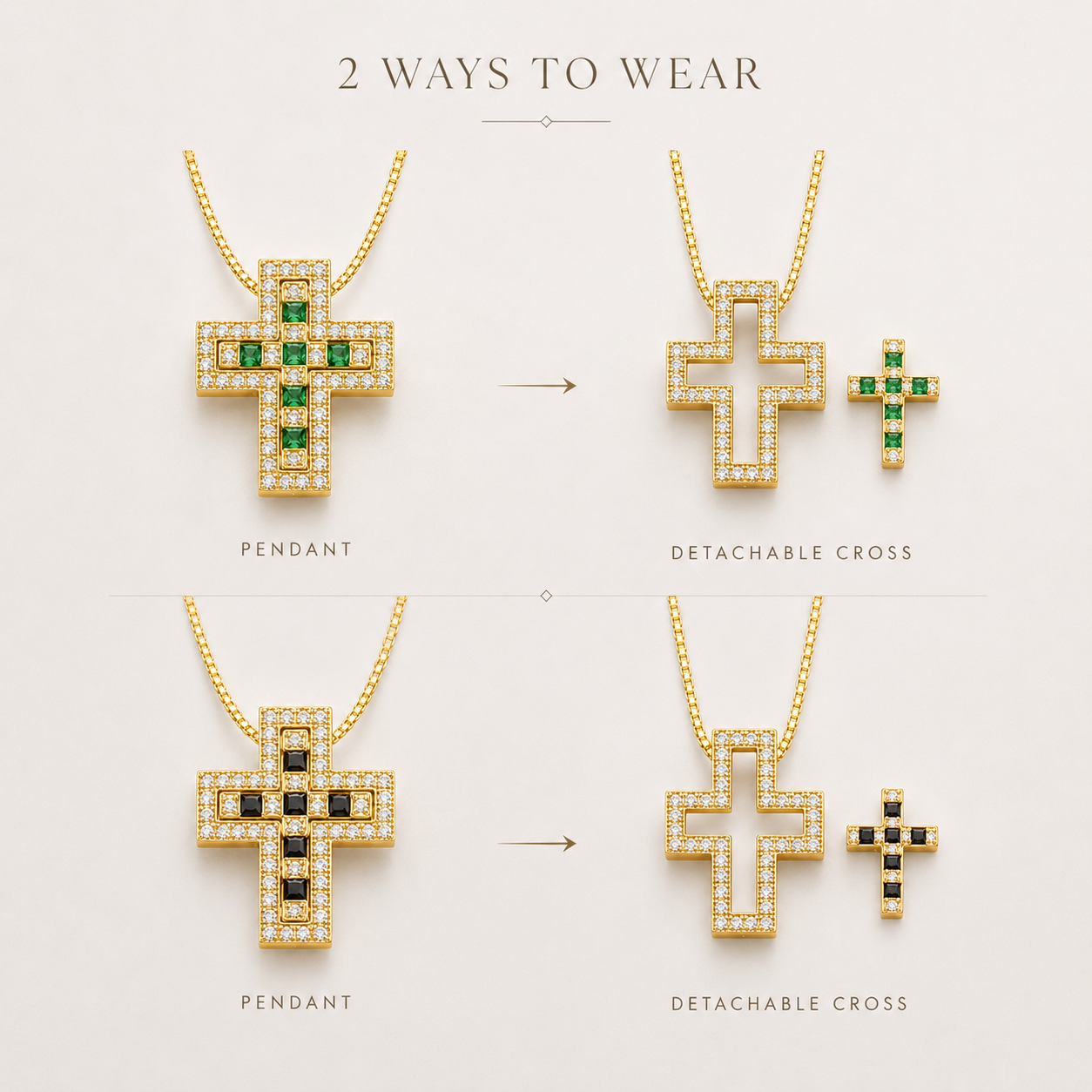 Croix Élégance Detachable Cross Necklace