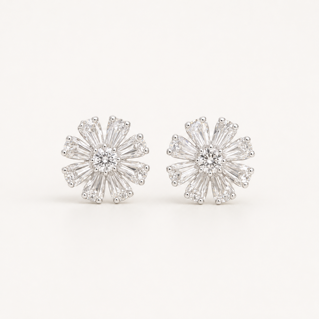 Lumière Bloom Stud Earrings – Radiant Floral Crystal Earrings