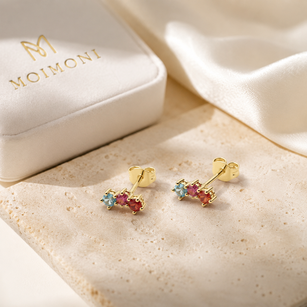 Aurora Multicolour 925 Sterling Silver Stud Earrings