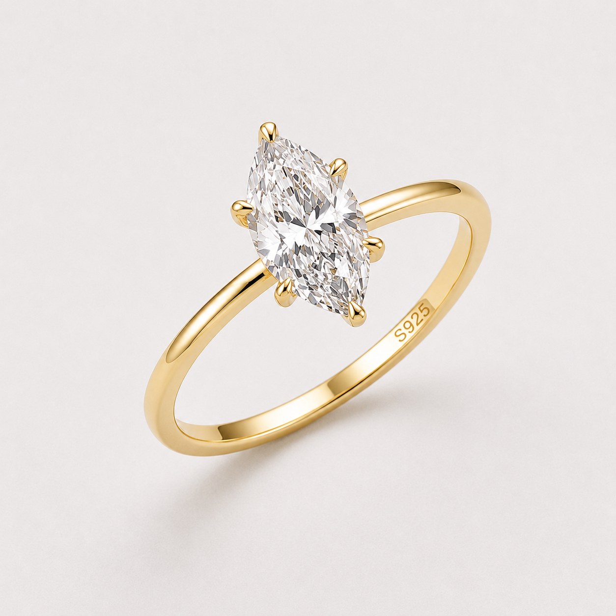 Bague solitaire marquise – argent sterling 925  