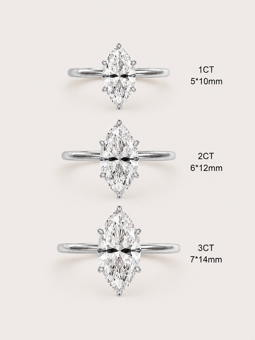 Bague solitaire marquise – argent sterling 925  