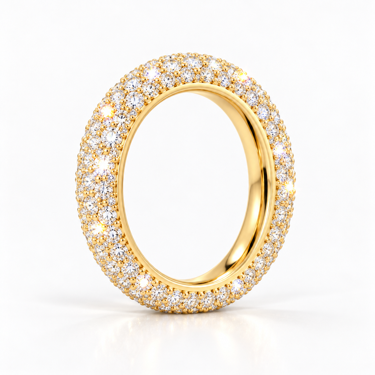 S925 Sterling Silver Pavé Moissanite Band Ring – Platinum Plated
