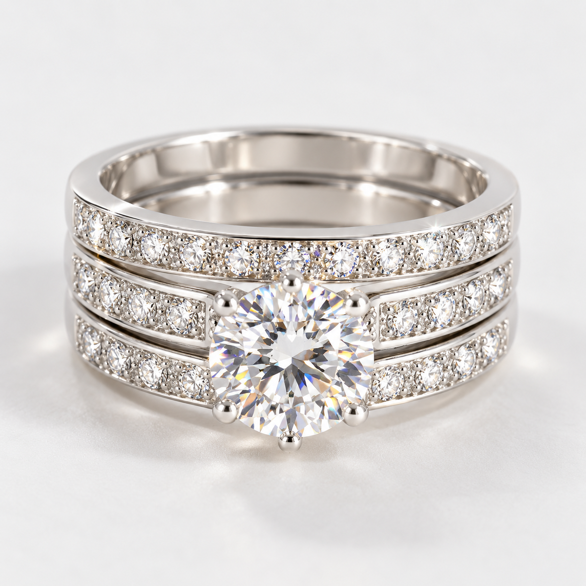 2ct Moissanite Engagement Ring Set in 925 Sterling Silver