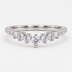 Round Moissanite V-Shaped Crown Ring in Sterling Silver 925