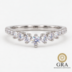 Round Moissanite V-Shaped Crown Ring in Sterling Silver 925