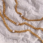 E.B.belle Round Water Drop Zircon Chain Bracelet Waterproof 316L Stainless Steel Accessories 18K Gold Plated Bracelet for Women