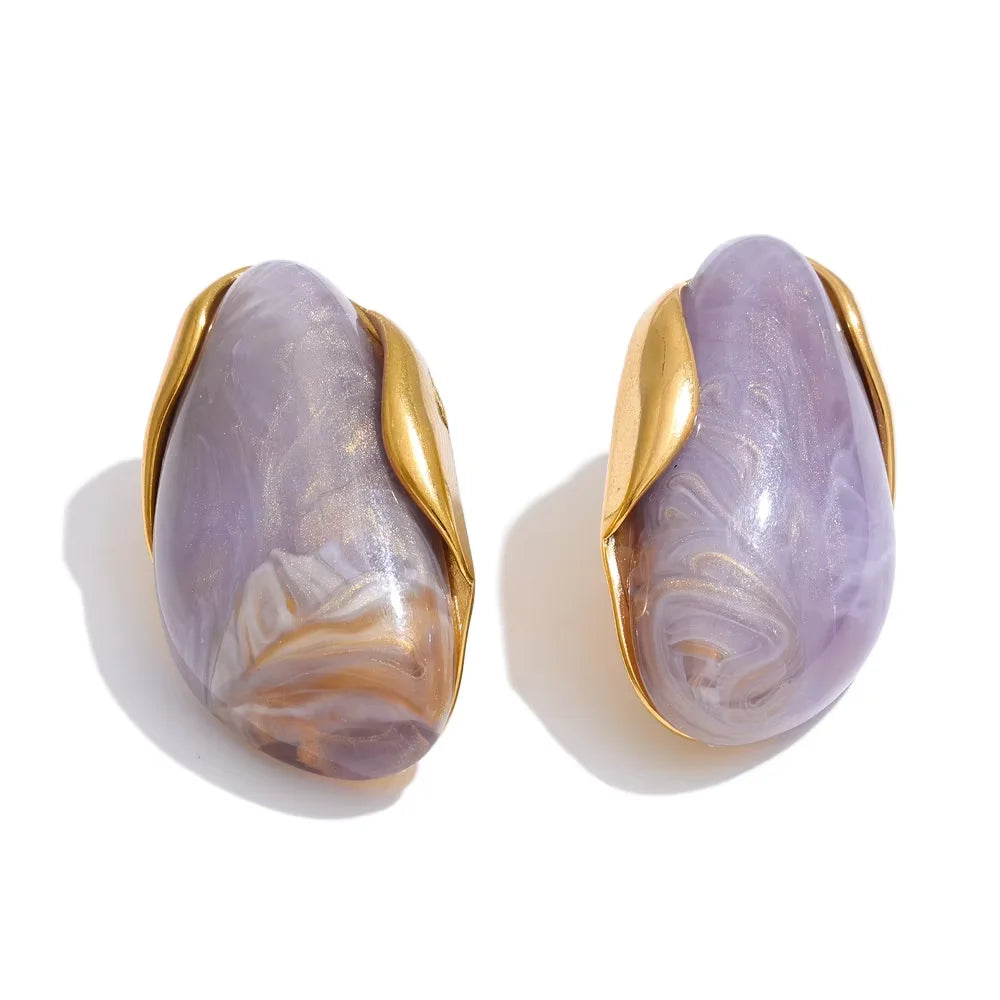 18k Gold Plated Stainless Steel Ring with Resin Detail