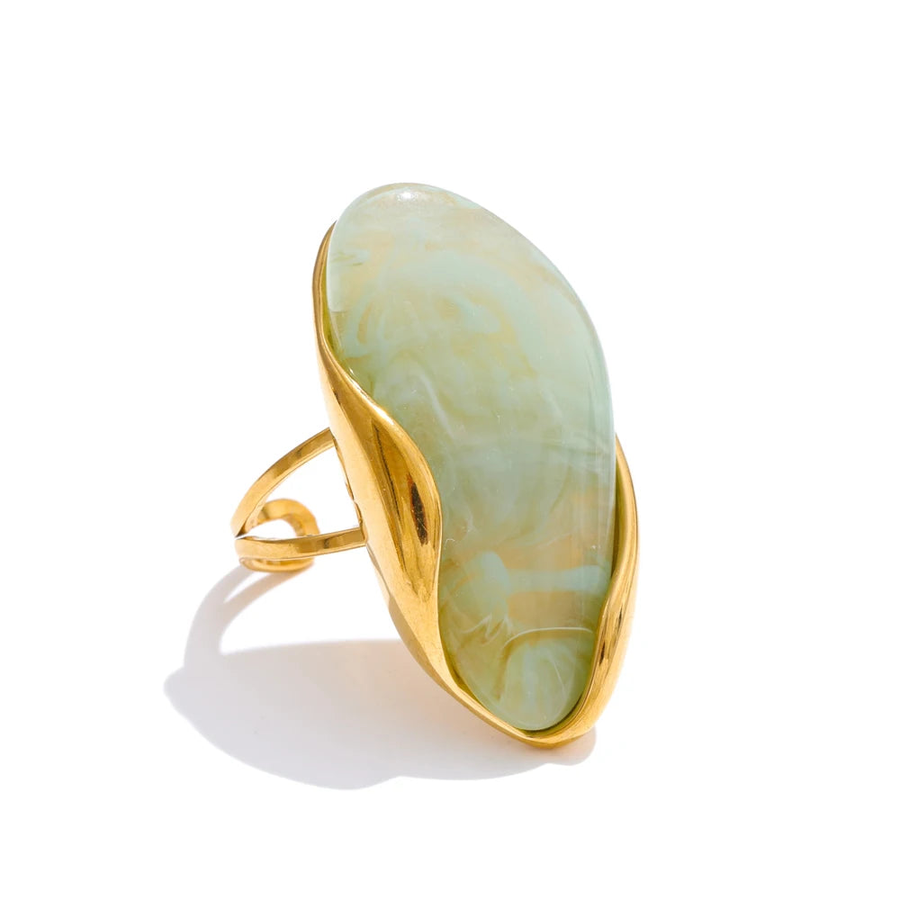 18k Gold Plated Stainless Steel Ring with Resin Detail