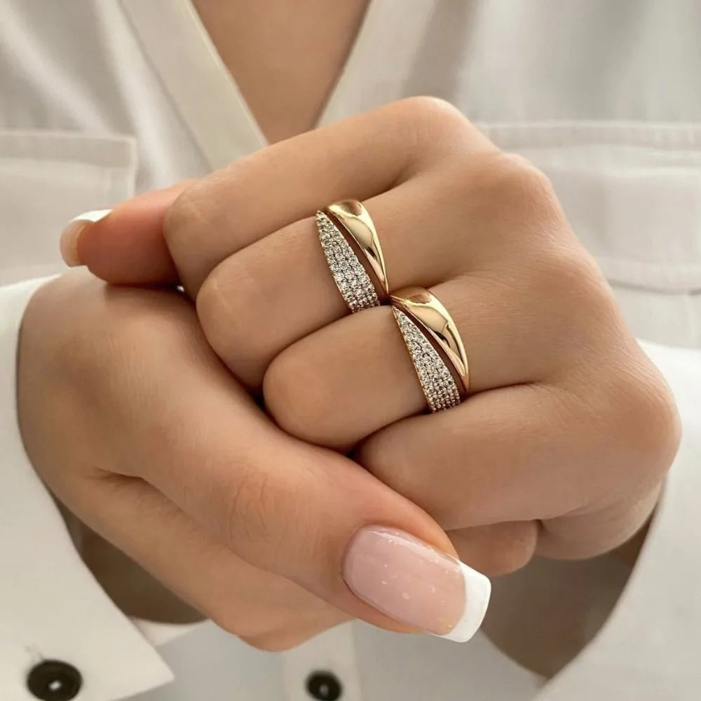 Gold Plated Geometric Layered Zircon Ring”