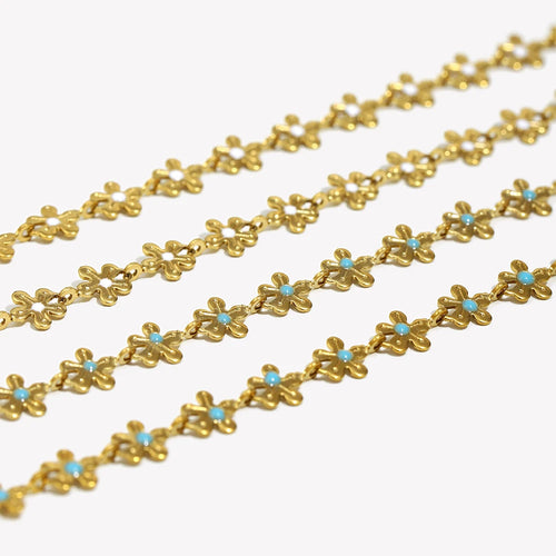 Handmade Y2K Accessories For Girl Enamel Blue Small Flower Chain Choker Necklace Bracelet Women Stainless Steek Jewelry Set