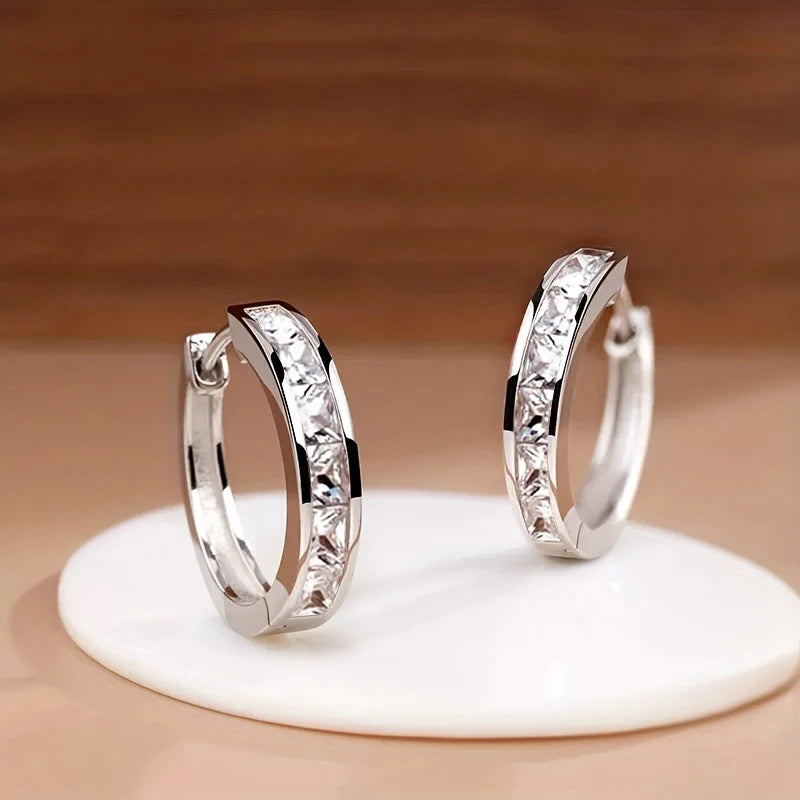 Gold Hoop Earrings with Cubic Zirconia