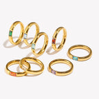 E.B.belle 18K Gold Plated Shiny 12 Colors Birthstone Ring Stainless Steel Gold Plated Zircon Rings Zodiac ConstellationFor Women