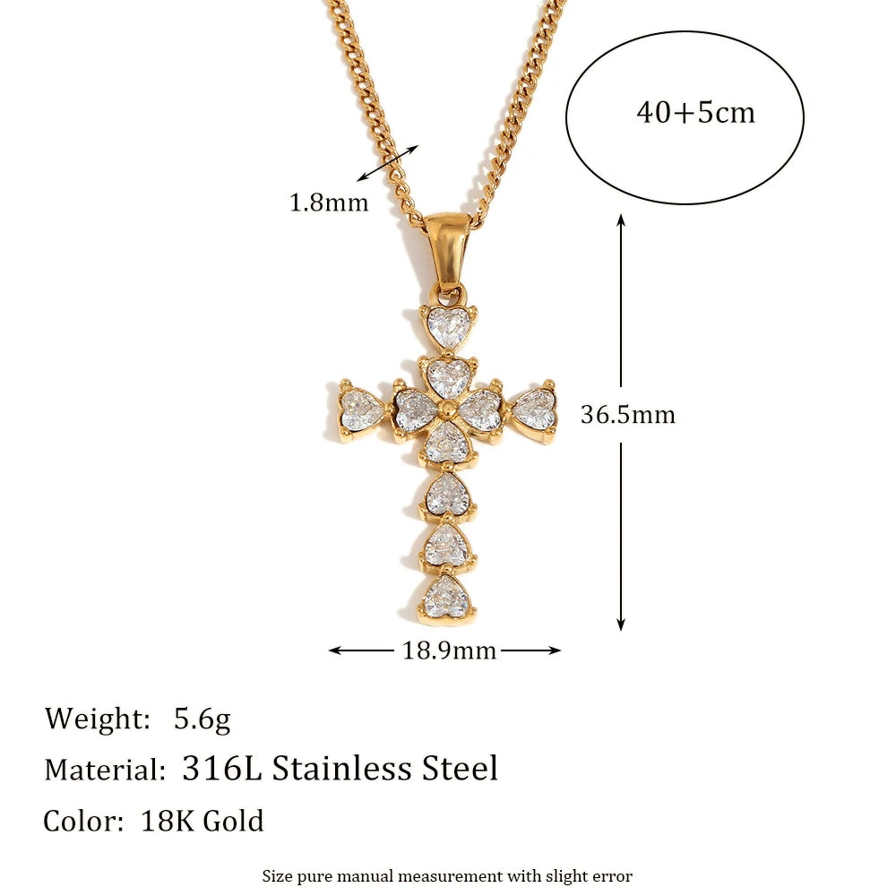 Elegant Zircon Cross Pendant Necklace
