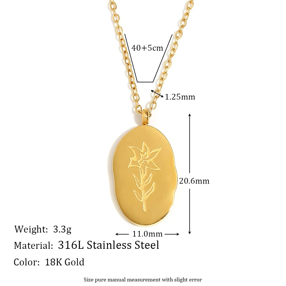 Gold-Plated Birth Flower Necklace