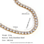 Elegant Gold Zircon Tennis Necklace