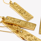 E.B.belle 18k Gold Plated Rectangle Shape 12 Constellation Pendant Necklace Stainless Steel Waterproof Fashion Women's Jewelry