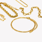 E.B.belle Blade Chain Figaro Chain Twists Chain Bracelet 18K Gold Plated 316L Stainless Steel Jewelry Women's Hand Bracelets