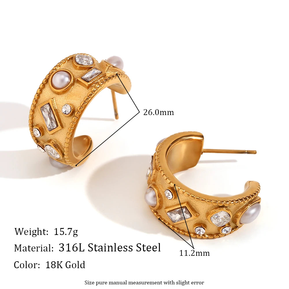 Elegant Pearl Hoop Earrings