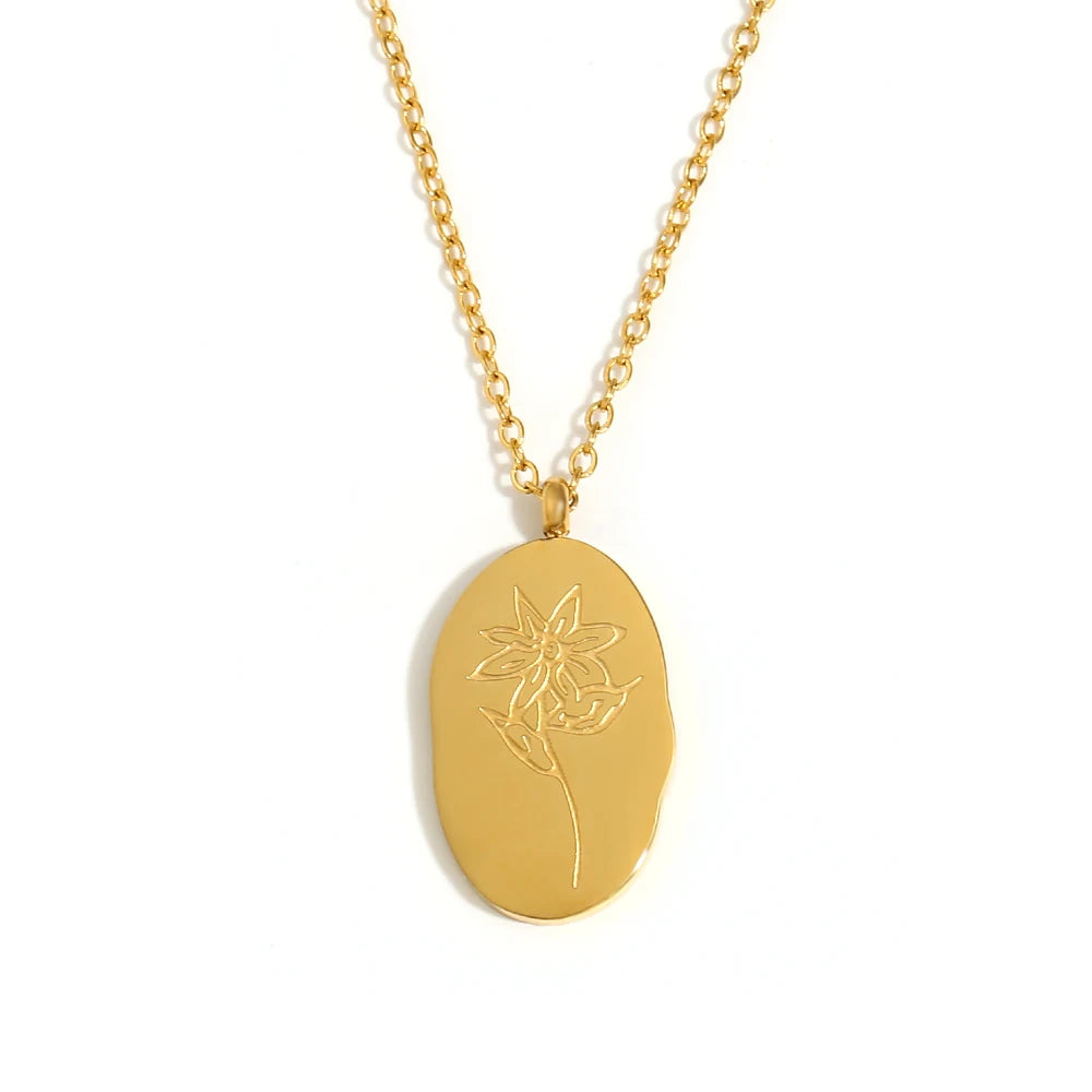 Gold-Plated Birth Flower Necklace