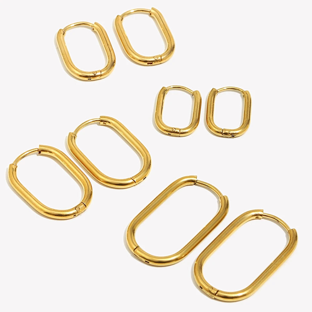 E.B.belle Minimalist Style U-Shape Earring Four Sizes Stainless Steel Earrings Hypoallergenic Jewelry For Women Fashion Charm
