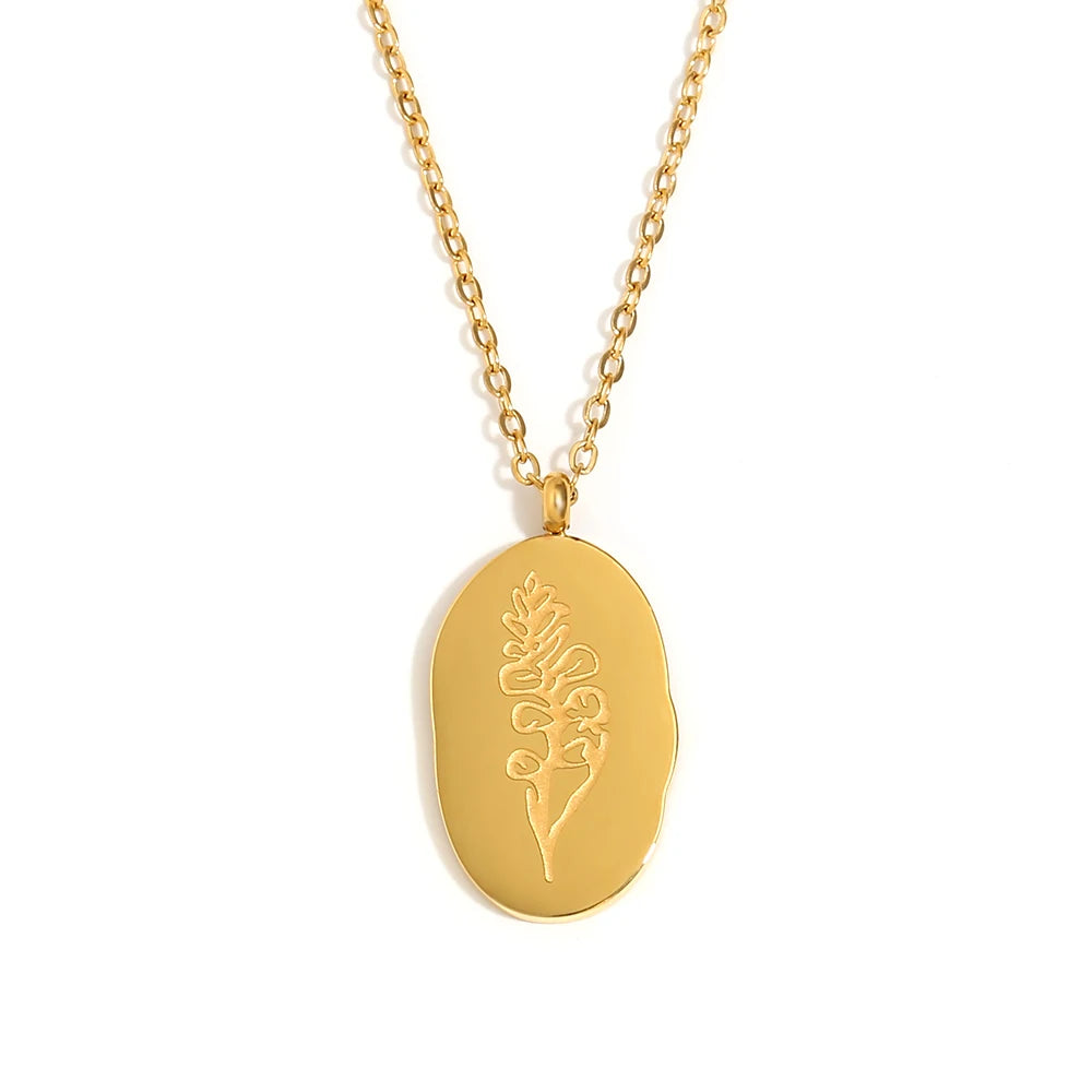 Gold-Plated Birth Flower Necklace