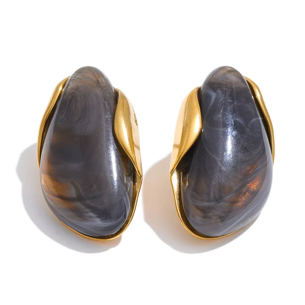 18k Gold Plated Stainless Steel Ring with Resin Detail