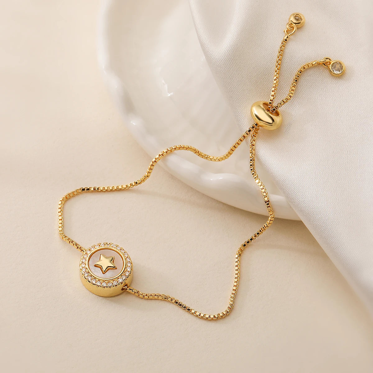 Gold Copper Bracelet with Zirconia