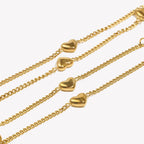 E.B.belle Heart Chain Bracelet Necklace Simple Stainless Steel Women's Hand Bracelets Sweet Style 18K Gold Plated Jewelry Set